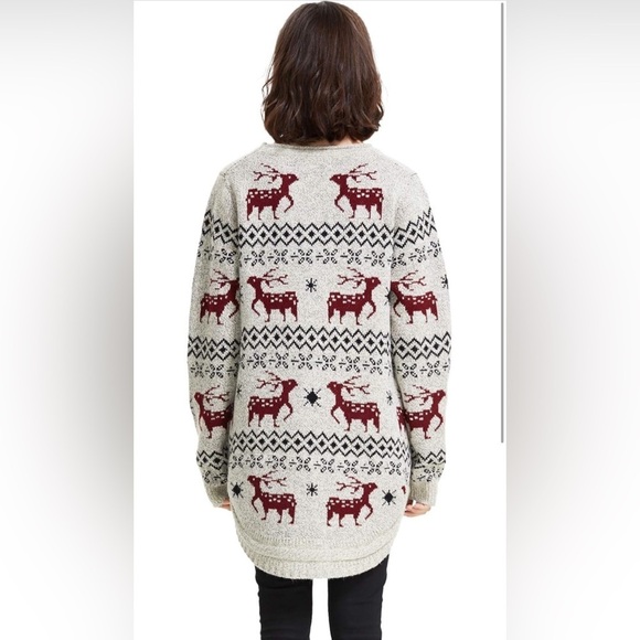 Shineflow-Reindeer Snowflake Midi Christmas Pullover Sweater Tunic-Size:Medium - Picture 3 of 9